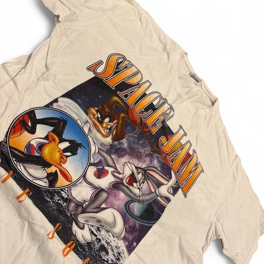 Vintage Space Jam Tune Squad Bugs Bunny Taz Daffy Graphic T-Shirt White Mens XL